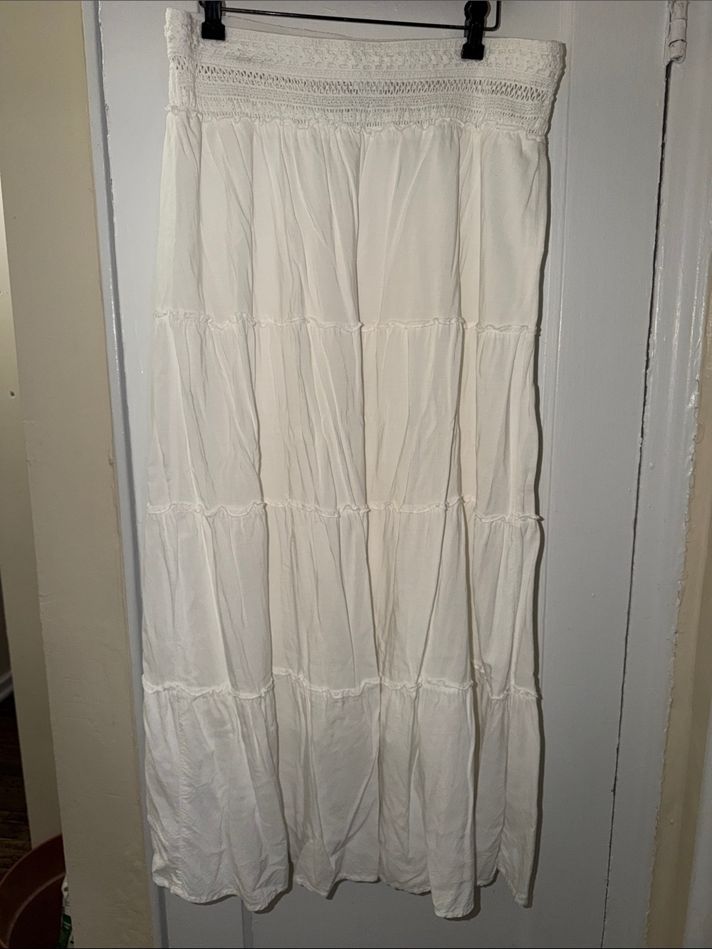Sincerely Jules White Tiered Smocked Maxi Skirt